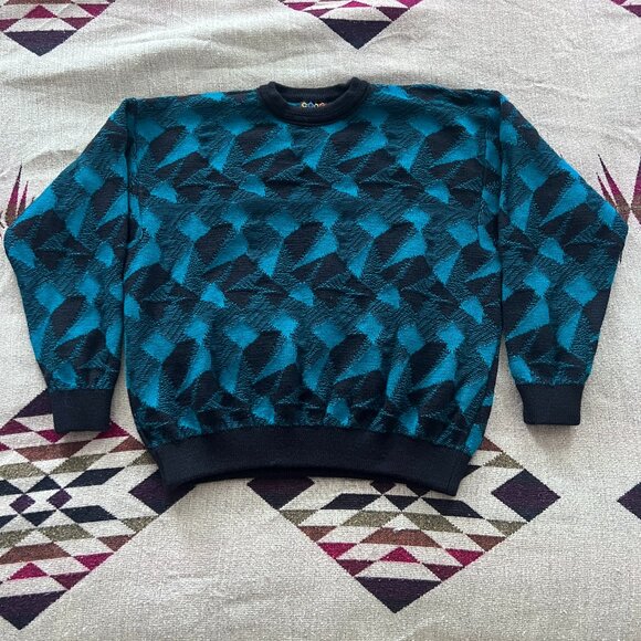 Vintage 1990s COOGI Geometric 3D-knit wool sweater Size L - Picture 1 of 6